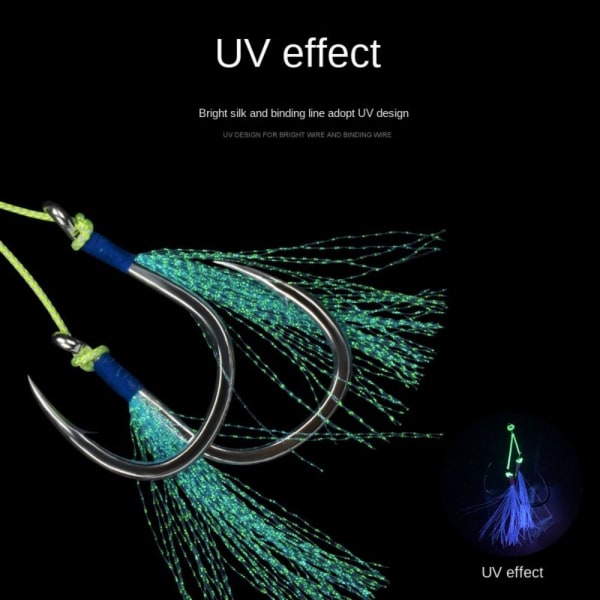 Fjäderfiskekrokar med lina två krok 3/0 3/0 3/0