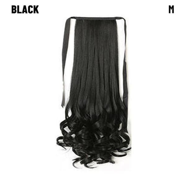 38-58 cm mellemlængde paryk omviklet hestehale SORT M black M