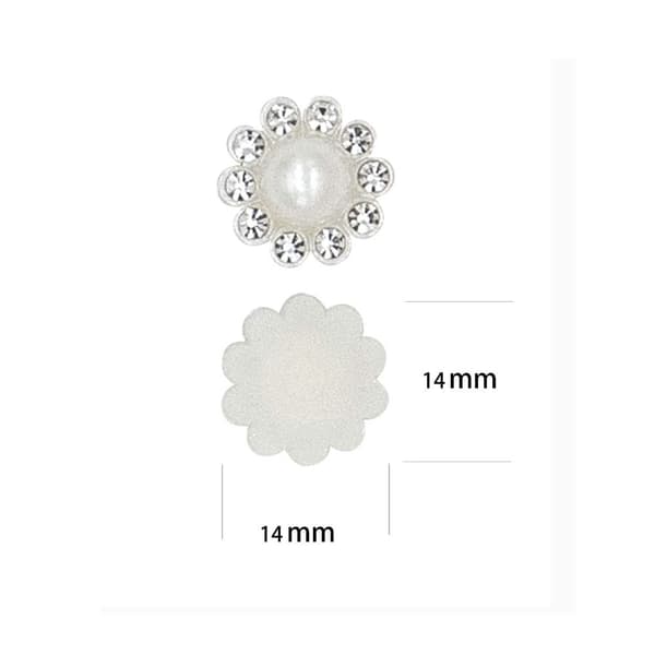 100 stk. imiterede perleknapper, rhinstensknapper, flade runde knapper