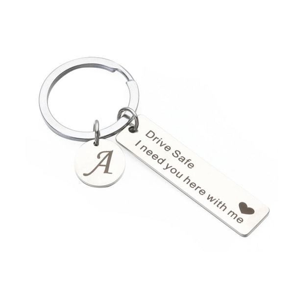 Drive Safe Keychain A-Z 26 Initialer Bokstäver Nyckelring A A