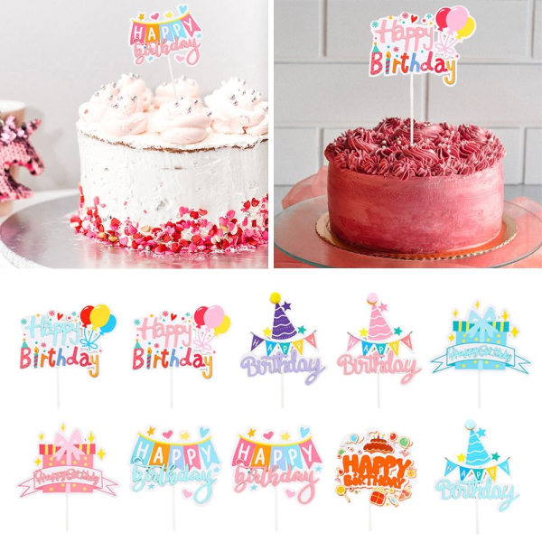 10 kpl Cake Topper Kakkukoristelu lippu 04 04 04