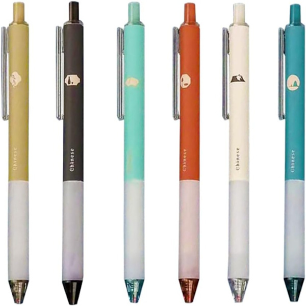 6 stk Black Ink Pens Quick Dry Ink Pen Ink Gel Penner