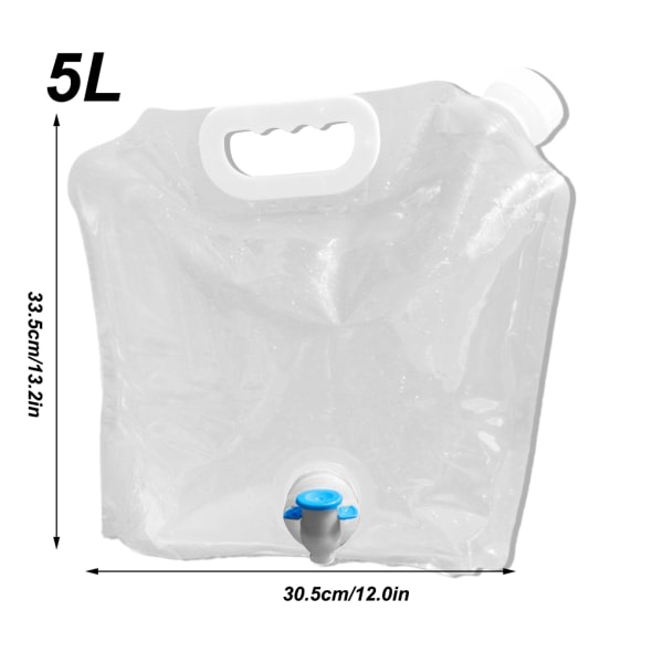 Bärbar vattenpåse i plast med hopfällbar behållare vit 5L white
