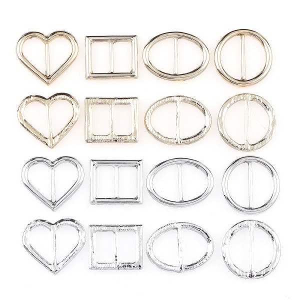 10stk/Sett Skyvespenne Beltespenne SØLVREKTANGULÆR silver Rectangular-Rectangular