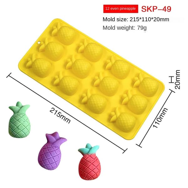 12 Cavity 3D ananas - iskuber Silikonkakform Form