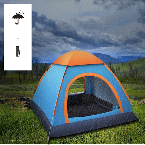 Automatisk Backpacking Oxford Duk Vattentätt Campingtält Orange&Green 3 person-3 person