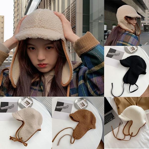 Tyttöjen Bomber Cap Fluffy Fur Hat VALKOINEN white