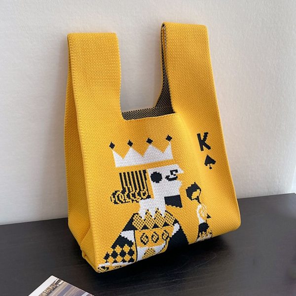Stickad handväska Knot handledsväska GUL yellow