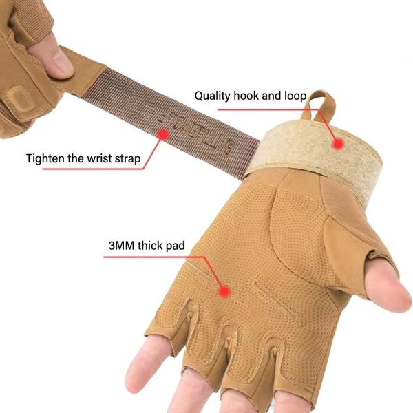 Outdoor Tactical Gloves Half Finger Handskar BRUN M M Brown M-M