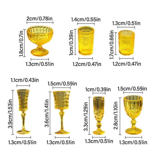 7 STK Dukkehus Vannkopp Miniatyr Vinglass 2 2 2