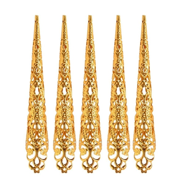 5 Stk False Nail Finger smykker GULD Gold