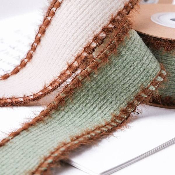 10Yards Mink Wool Stripe Band Plysch Band APRIKOS 23MM BREDD apricot 23mm width-23mm width