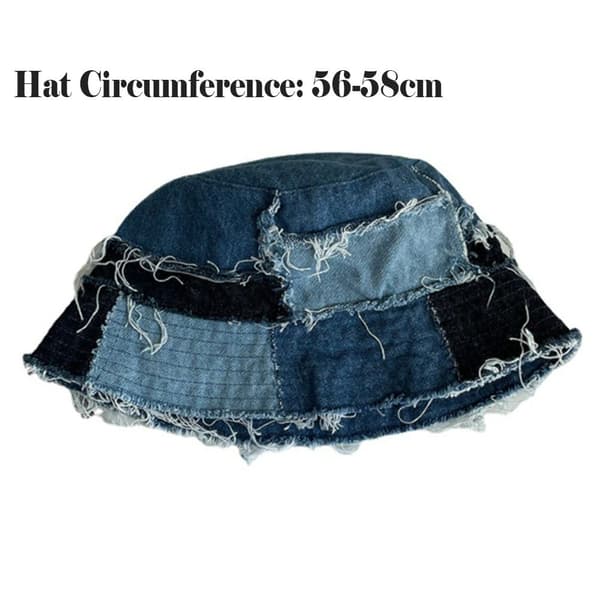 Denim Patchwork Hat Bucket Hat Fisherman Cap
