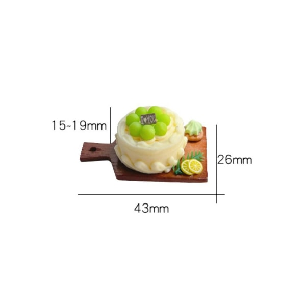 Miniature frugtkage med bakke Dukkehus Køkkenlegetøj 7 7 7