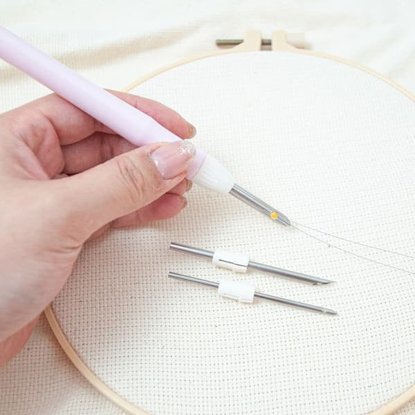 Broderisøm Pen Punch Nål Verktøy GRÅ Grey