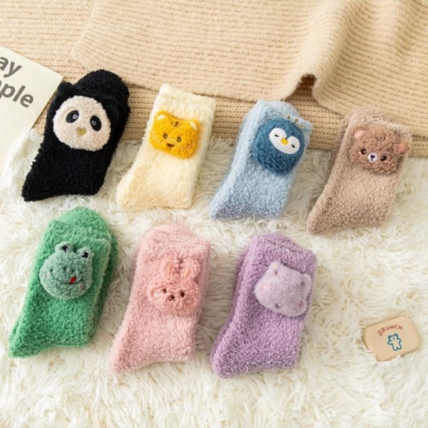 Fuzzy Animal Socks 3D Animal Sarjakuvasukat MUSTA Black