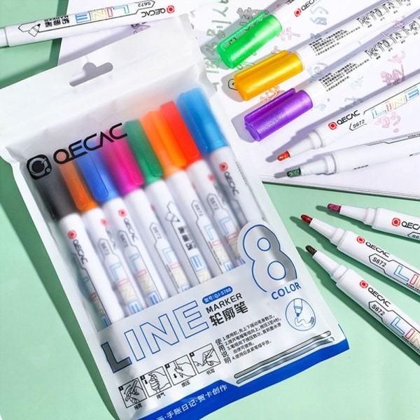 Double Line Outline Pen Marker Pen 8-COLOR 8-COLOR 8-Color
