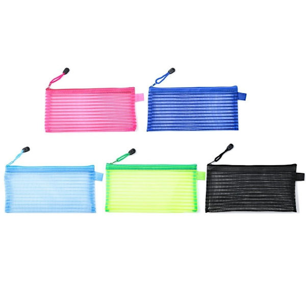 20 STK Stripe File Bag Lynlås Opbevaringspose Mesh Lige