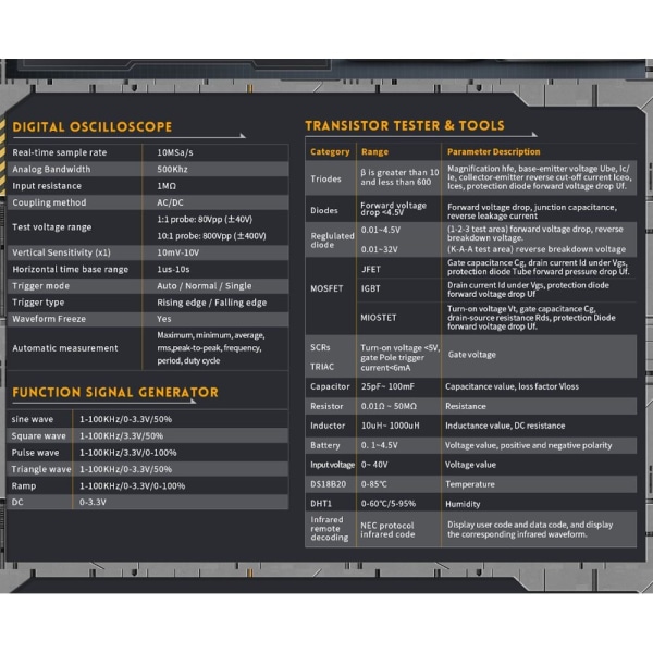Digital Oscilloskop Transistor Tester NO.2(OPSJON) NO.2(VALG) NO.2(Option)