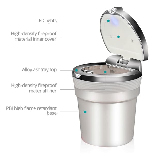 Bilaskfat med LED-lampor SILVER Silver