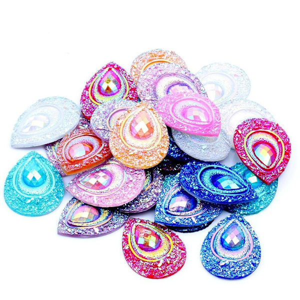 20g 18*25mm Glitter Vanddråbe Rhinestone Flatback Applique multicolor