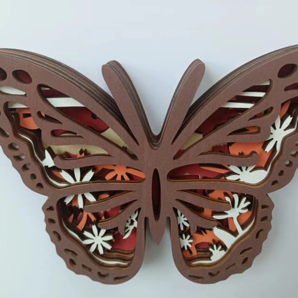 Trædyr udskæring Håndlavet boligindretning 3D sommerfugl træ
