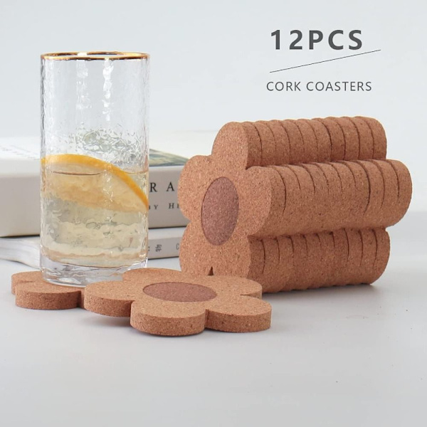 12 kpl Paksut korkkilasinaluset Pienet kukkaeristysmatto 12 kpl 12pcs