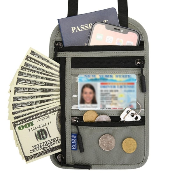RFID esto Passport Bag Riimu korttikotelo HARMAA gray