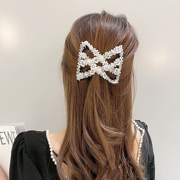 Pearl elastisk hår hårnål dobbel side bun 6 6 6