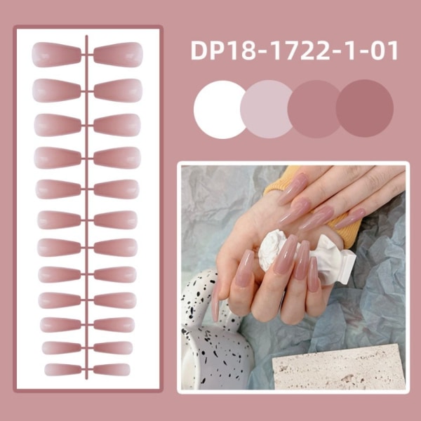 24 stk ensfarvede falske negle Korte trapezformede falske negle DP18-1635-15