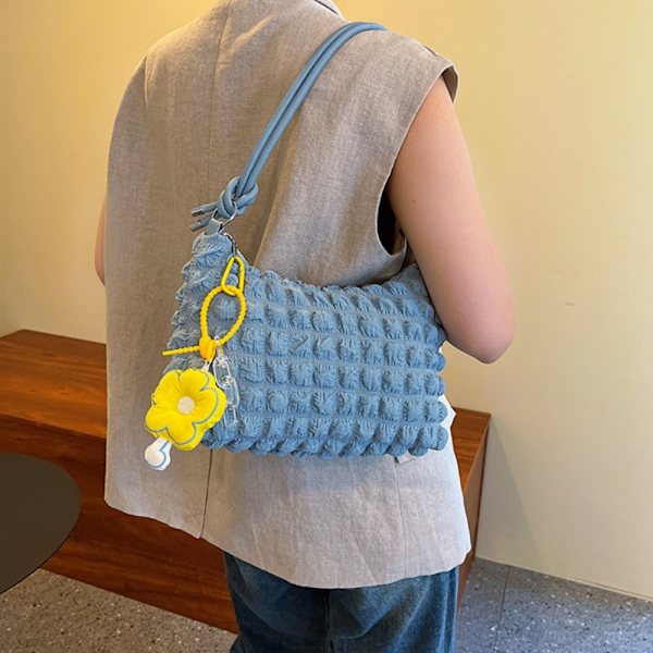 Plaid Tote Bag Cloud Armpit Bag GUL yellow