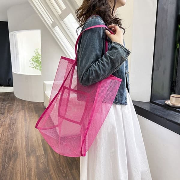 Beach Mesh Bag Mesh Net Tote ROSA pink