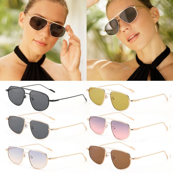 Retro solbriller for kvinner Uregelmessig firkantet innfatning GULL-GRØNN  Gold-Green b1b6 | Gold-Green | Gold-Green | Fyndiq