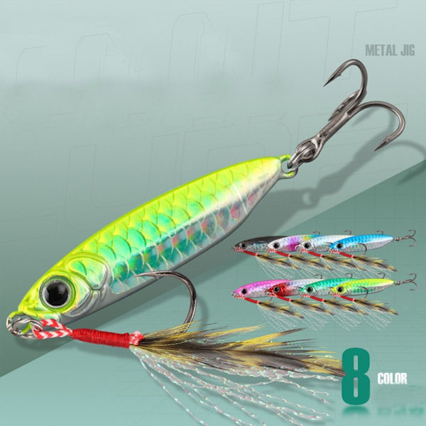 5st/Låda Fjäder Metall Fiskedrag Jigbete 25G MED LÅDA 25G 25g with Box