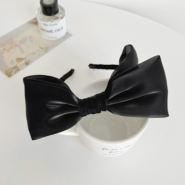 Mesh Bow Hårbånd Bright Silk Pandebånd SORT black