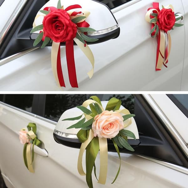 2 stk Kunstig Blomsterbånd Blomster RØD red