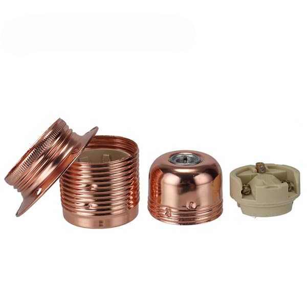 Edison E27 Pæreholder Lyssokkel med ring KROM Chrome