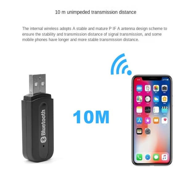 Bil Bluetooth-adapter MP3-musikkspiller Bluetooth-mottaker Black