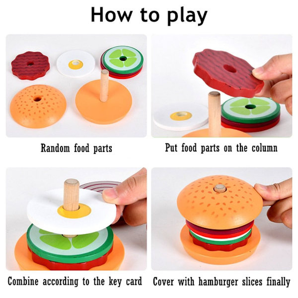 Lelujen pinoaminen Esikoulun opetuslelut BURGER BURGER Burger