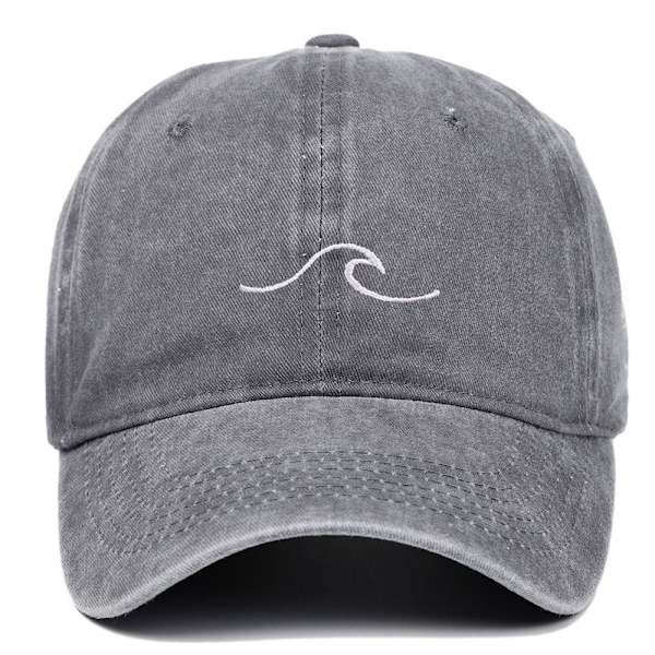 Wave Broderi Baseball Kepsar Distressed Faded Cap GRÅ grey