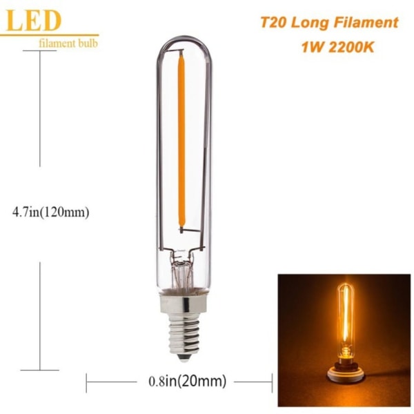 Krystal pære T20 LED pære 1W 2200KE12 110V E12 110V 1W 2200KE12 110V