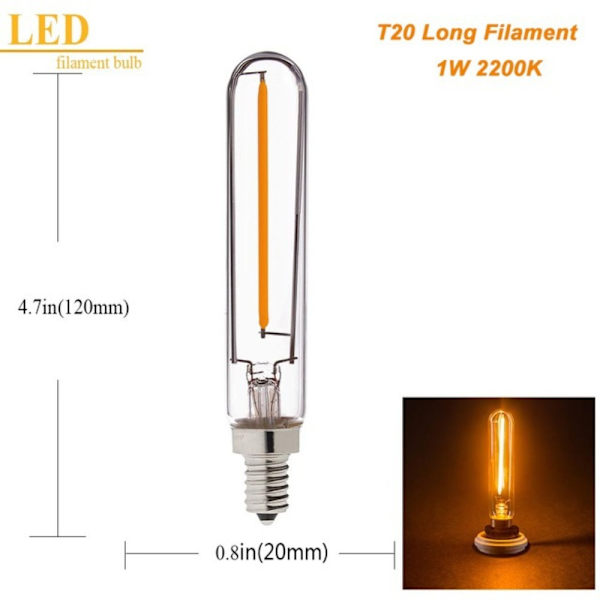 Krystalpære T20 LED-pære 1W 2200KE14 220V E14 220V 1W 2200KE14 220V