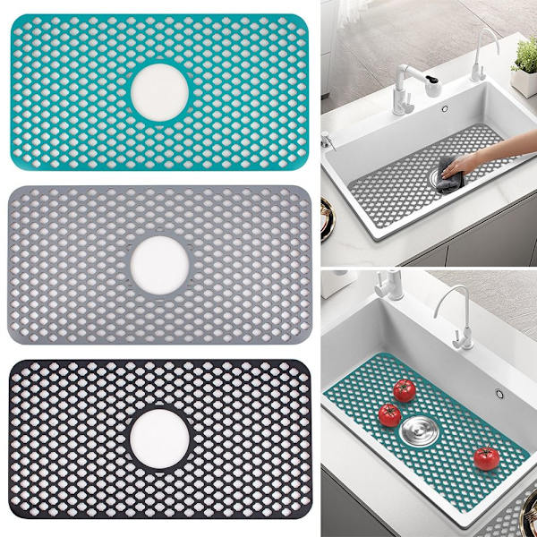 Vikbar silikon diskbänksskyddsmatta Dish Drin Pad GRÅ grey