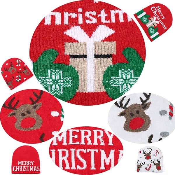 Jul strikket hue Christmas Elk Pullover Hat 2 2 2
