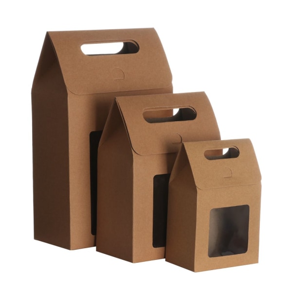 6st Papperspresentpaket Godisförpackningspåse Klart PVC-fönster white 26.5x16x8.8cm