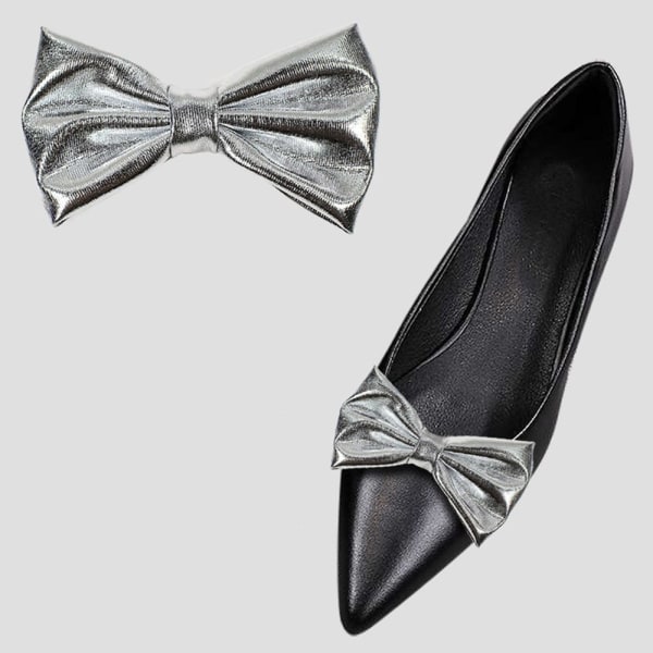2stk Shoe Clip Shiny Dekorative Clips SØLV silver