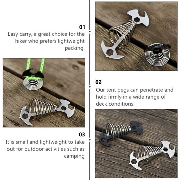2kpl Spring Fishbone Anchor Telttatapit MUSTA Black