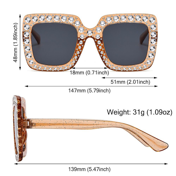 Crystal Oversized Solbriller Diamond Solbriller C24 C24 C24