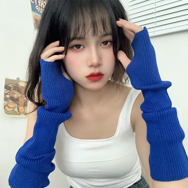 Neulotut käsineet Pitkät Fingerless Gloves PUNAINEN red
