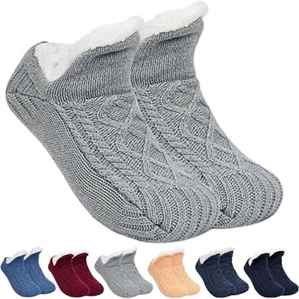 V-Mouth Fluffy Slipper Socks Varma strumpor GRÅ 26CM(40-43)M M Grey 26cm(40-43)M-M